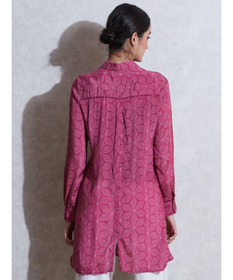 Magenta Printed Shirt style Kurti