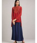 Rust Printed Asymmetric Kurti