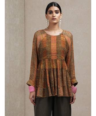 Round Neck 3/4 Sleeve Geometrci Print Kurti 1