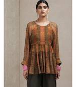 Round Neck 3/4 Sleeve Geometrci Print Kurti