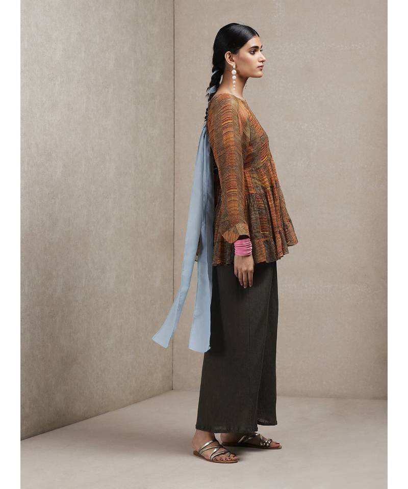 Round Neck 3/4 Sleeve Geometrci Print Kurti