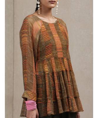 Round Neck 3/4 Sleeve Geometrci Print Kurti 5