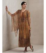 V Neck 3/4 Sleeve Geometrci Print Dress