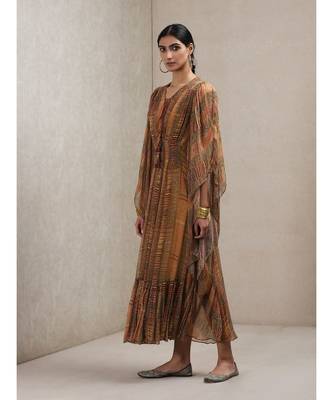 V Neck 3/4 Sleeve Geometrci Print Dress 2