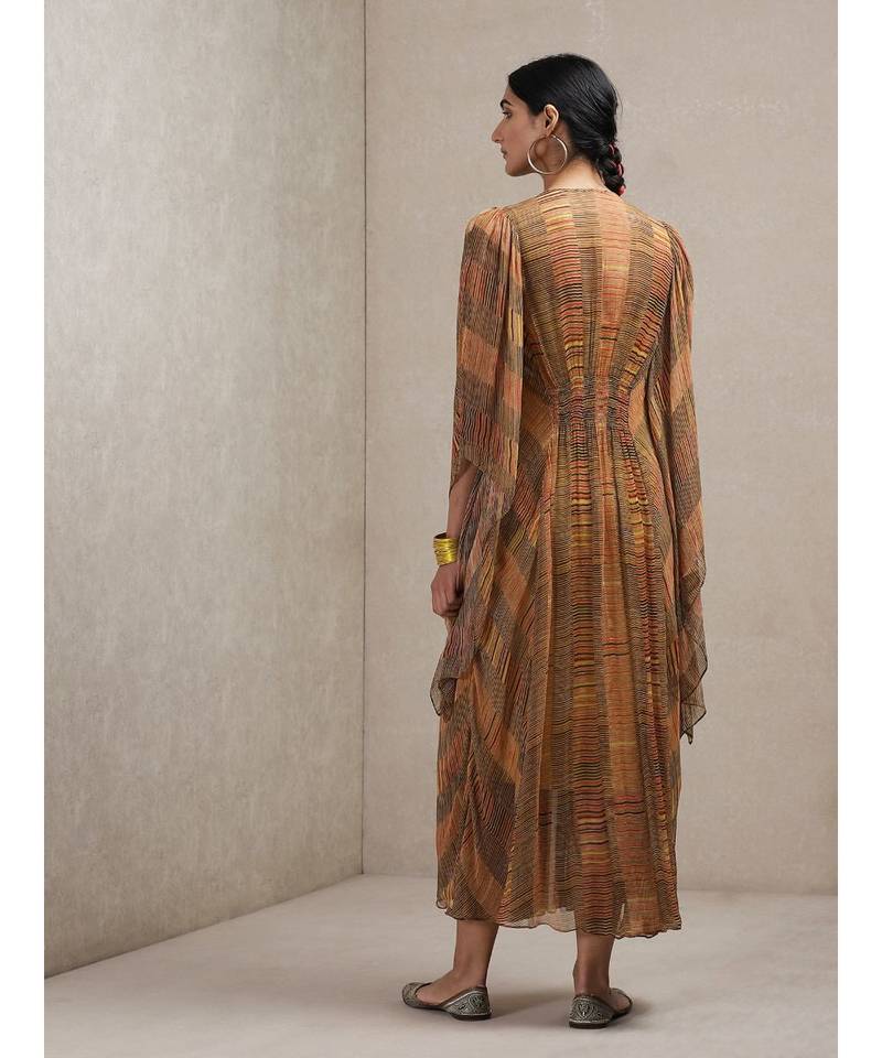 V Neck 3/4 Sleeve Geometrci Print Dress