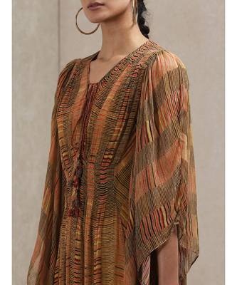 V Neck 3/4 Sleeve Geometrci Print Dress 5