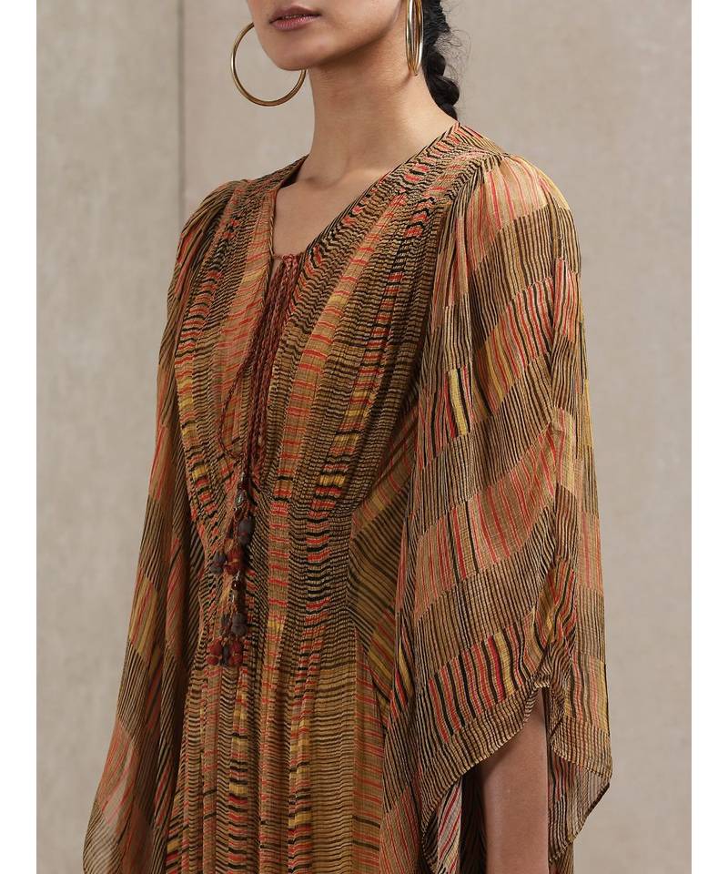 V Neck 3/4 Sleeve Geometrci Print Dress