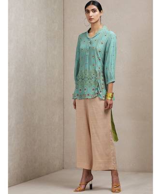 Collar Neck 3/4 Sleeves Printed Kurti 1