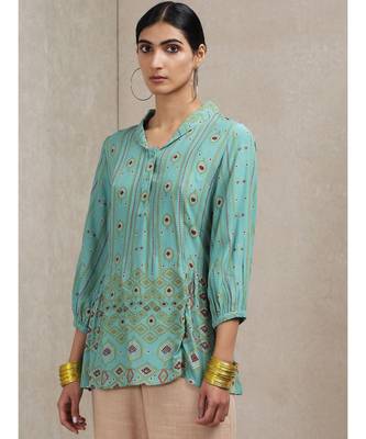 Collar Neck 3/4 Sleeves Printed Kurti 2
