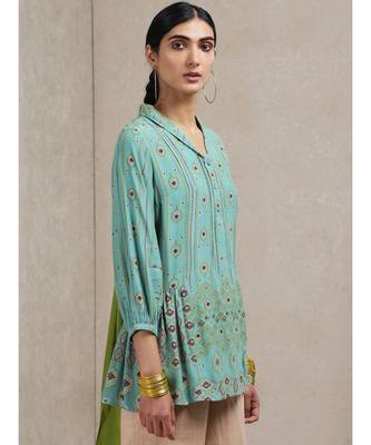 Collar Neck 3/4 Sleeves Printed Kurti 4