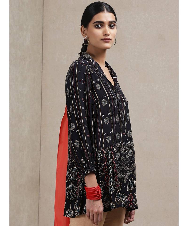 Collar Neck 3/4 Sleeves Printed Kurti