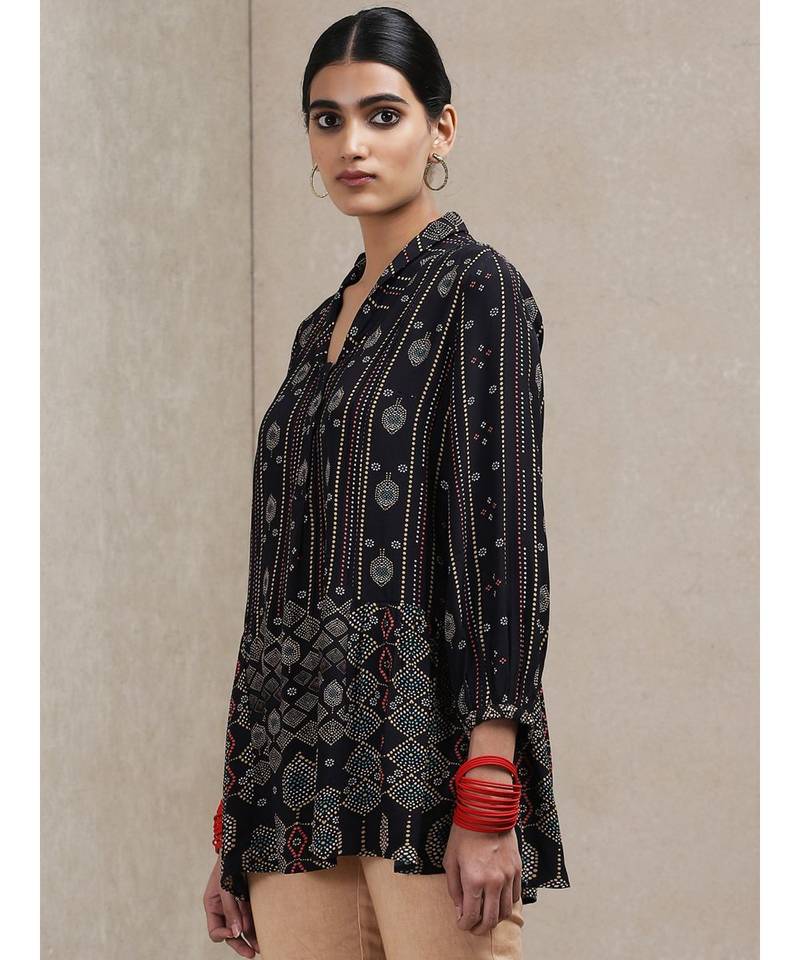 Collar Neck 3/4 Sleeves Printed Kurti