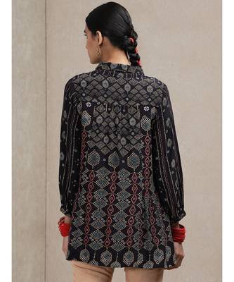 Collar Neck 3/4 Sleeves Printed Kurti 6
