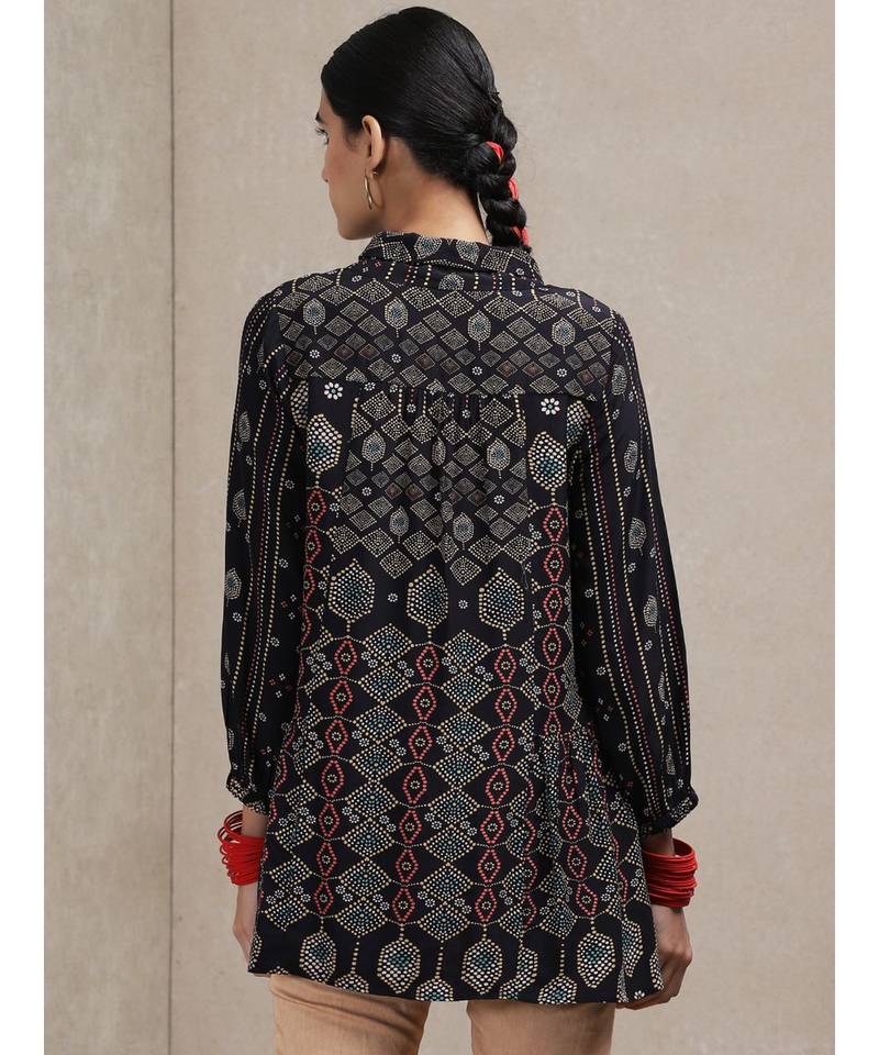 Collar Neck 3/4 Sleeves Printed Kurti