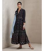 Shirt Collar 3/4 Sleeve Printed Dress