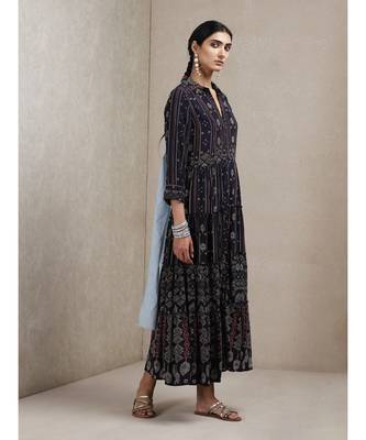 Shirt Collar 3/4 Sleeve Printed Dress 3