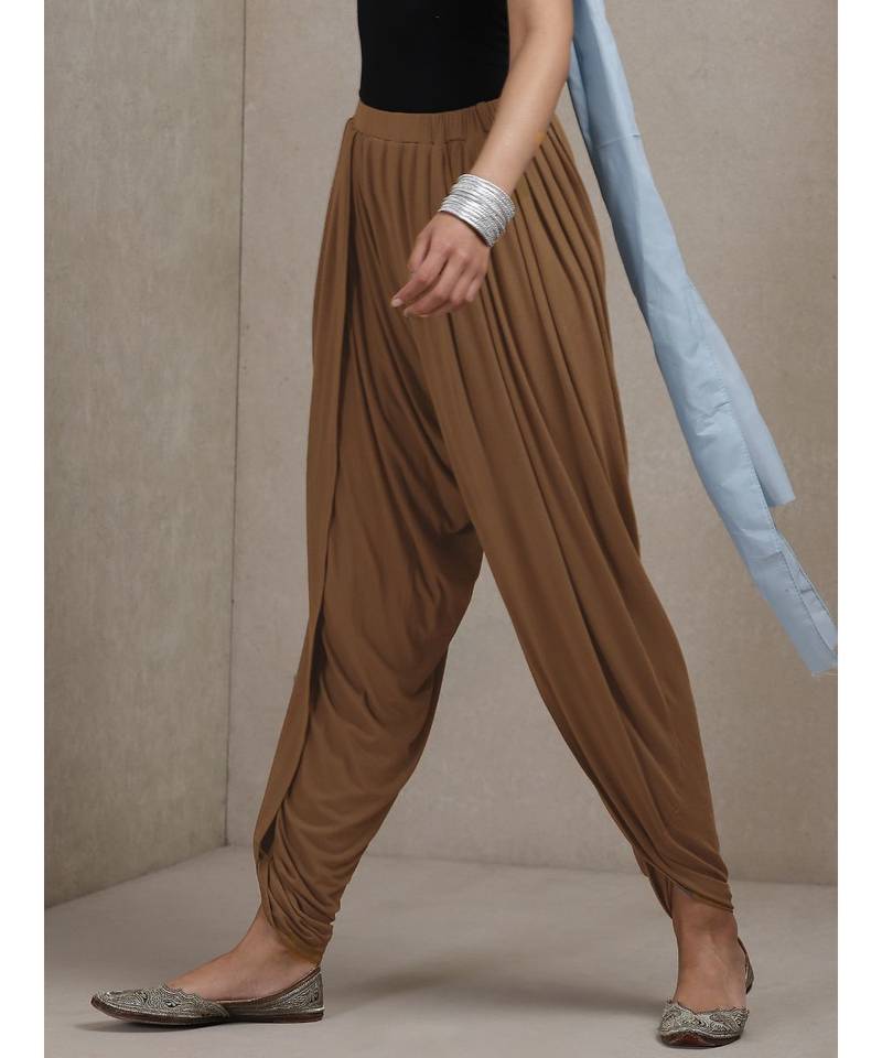 Mud Brown Solid Dhoti Pants
