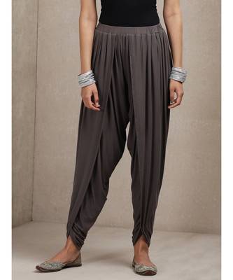 Grey Solid Dhoti Pants 1