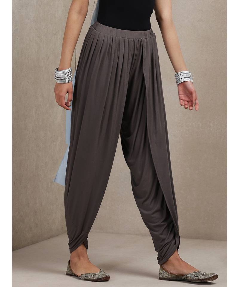 Grey Solid Dhoti Pants