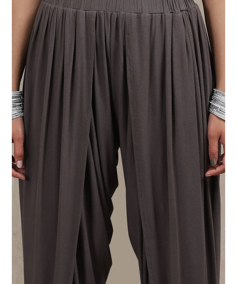 Grey Solid Dhoti Pants