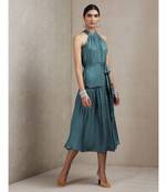 Teal Green Halter Neck Long Dress