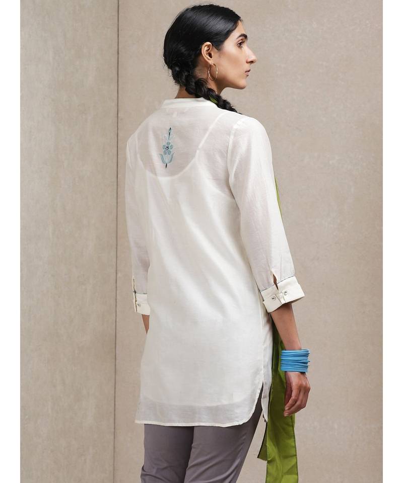 Band Collar 3/4 Sleeve Embroidered Kurti