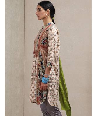 Band Collar 3/4 Sleeve Printed Kurta 4