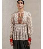 Band Collar Full Sleeve Embroidered Kurti
