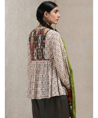 Band Collar Full Sleeve Embroidered Kurti 5