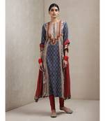 Round Neck 3/4 Sleeve Long Printed Kurta With Legging And Dupatta