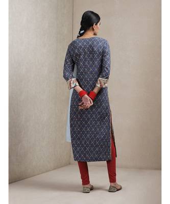 Round Neck 3/4 Sleeve Long Printed Kurta With Legging And Dupatta 4