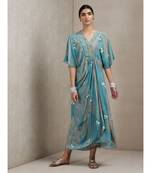 V Neck Half Sleeves Printed Dress