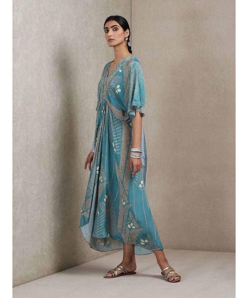 V Neck Half Sleeves Printed Dress