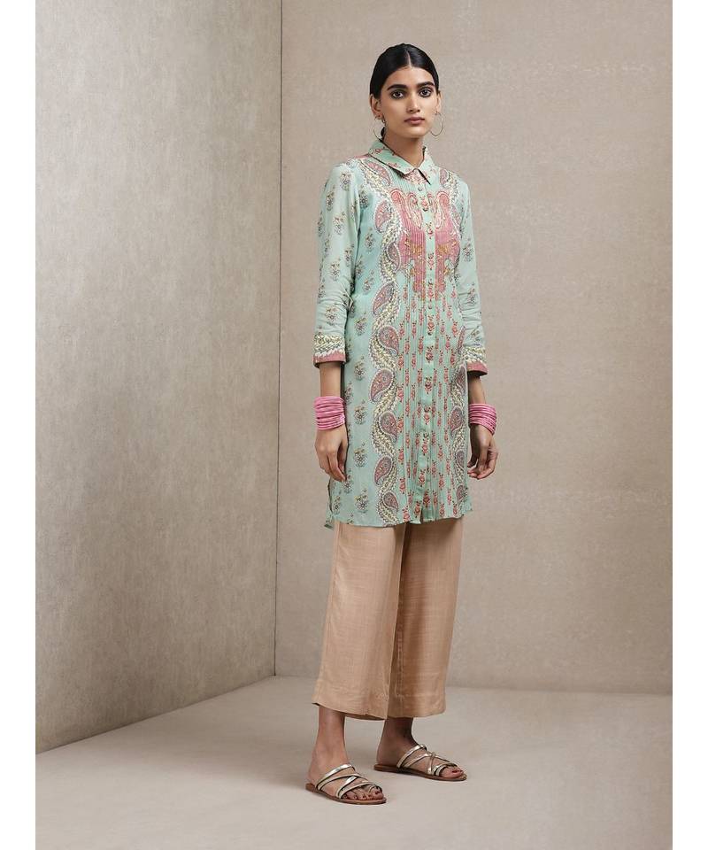 Collar Neck 3/4 Sleeve Printed Kurti