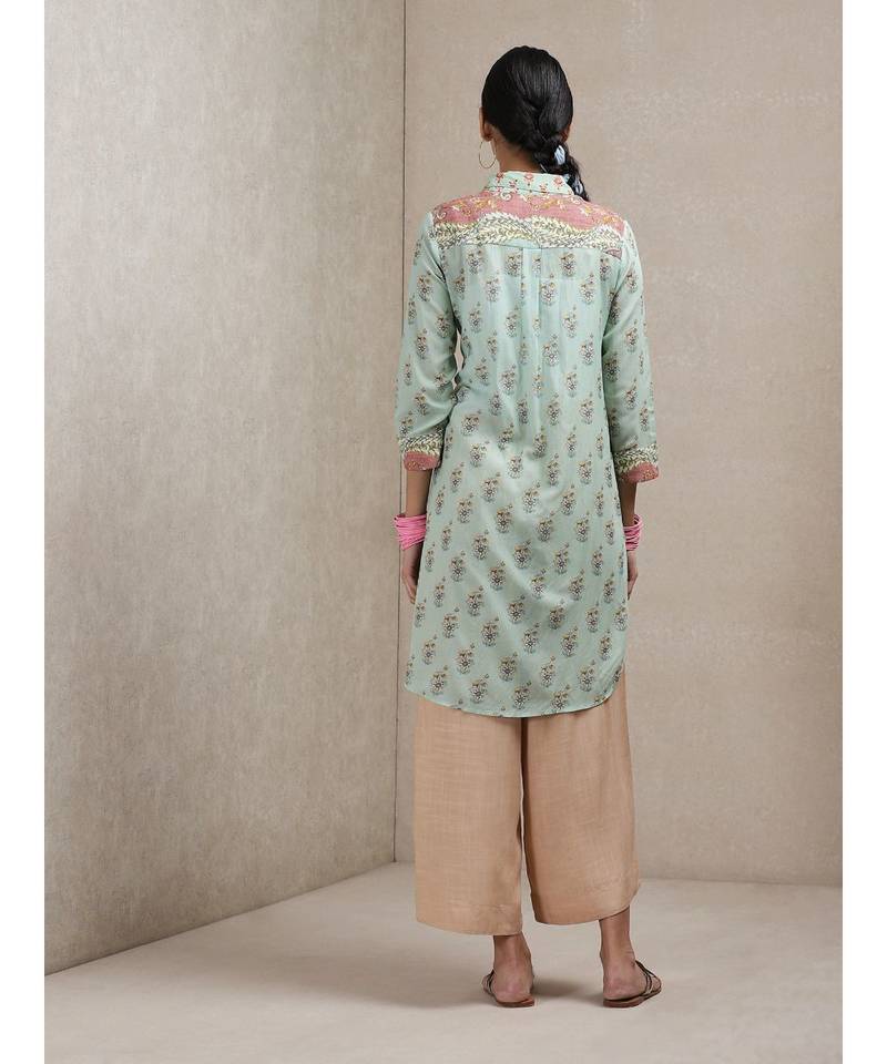 Collar Neck 3/4 Sleeve Printed Kurti