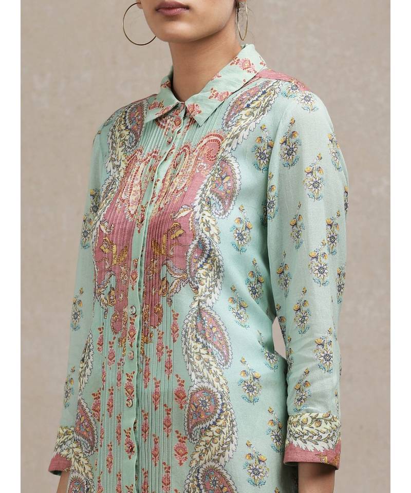 Collar Neck 3/4 Sleeve Printed Kurti