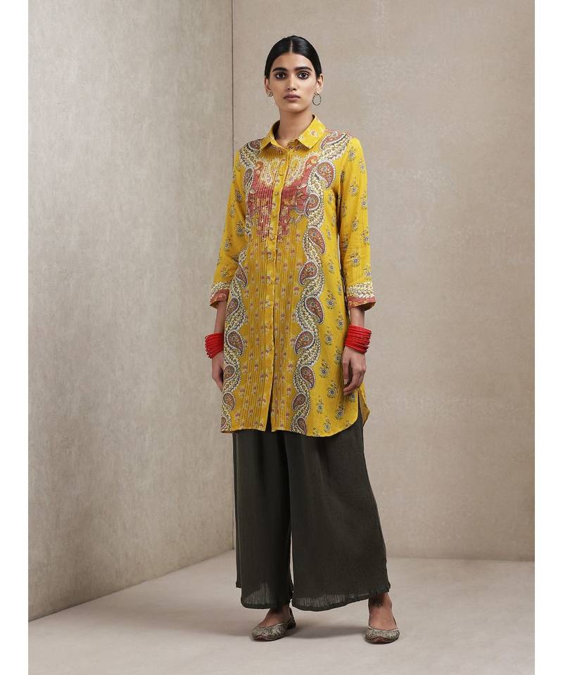 Collar Neck 3/4 Sleeve Printed Kurti