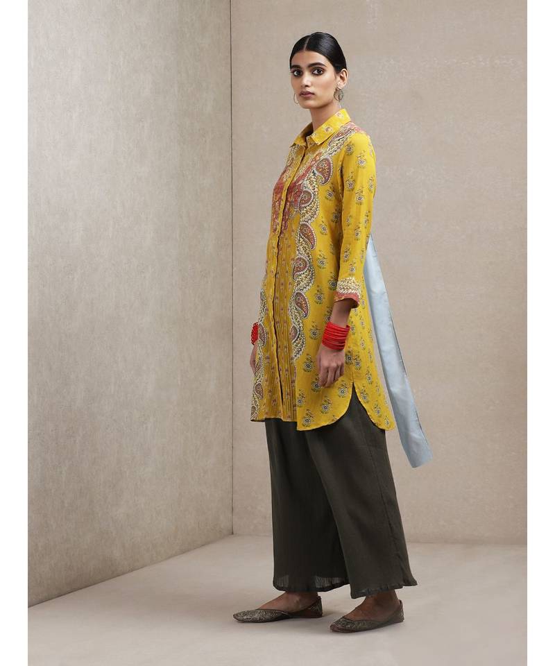 Collar Neck 3/4 Sleeve Printed Kurti