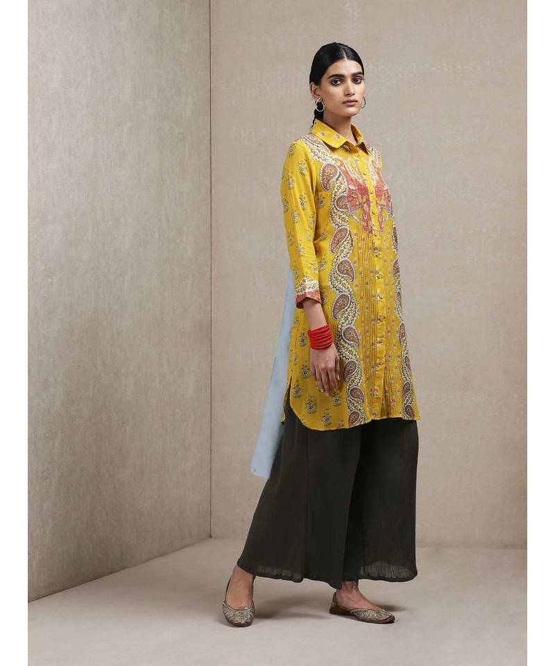 Collar Neck 3/4 Sleeve Printed Kurti