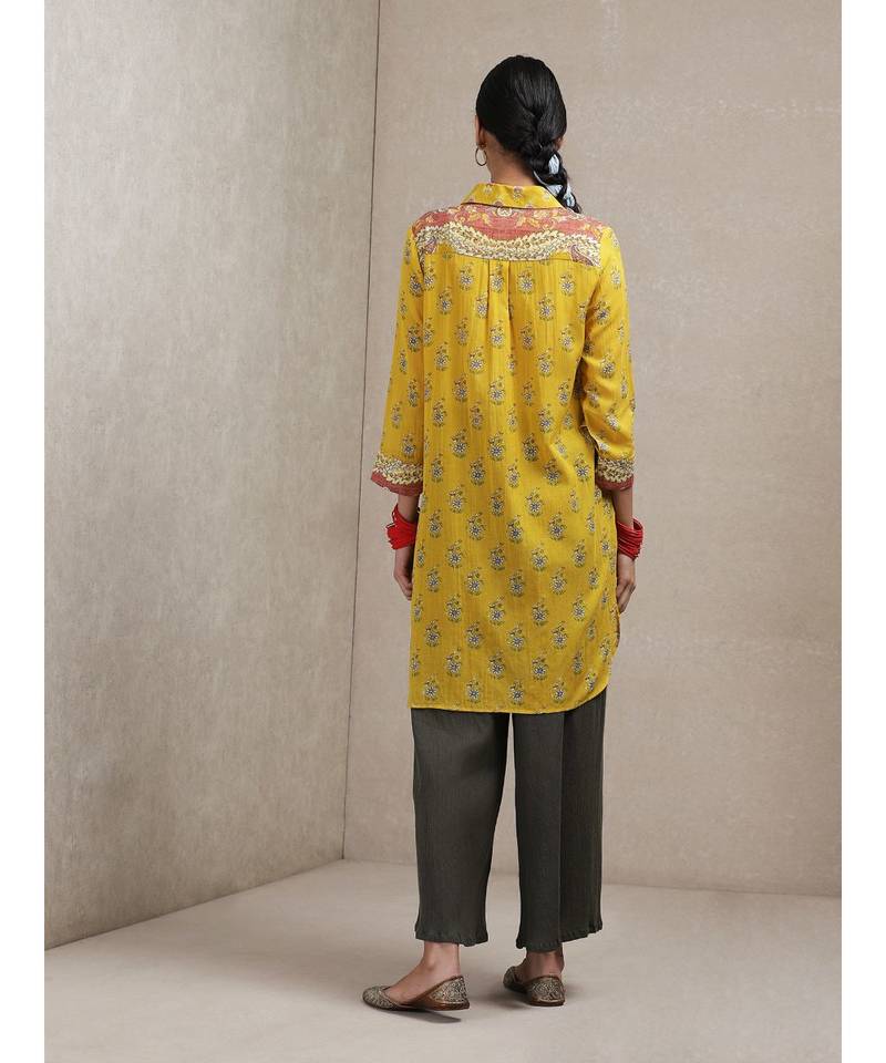 Collar Neck 3/4 Sleeve Printed Kurti