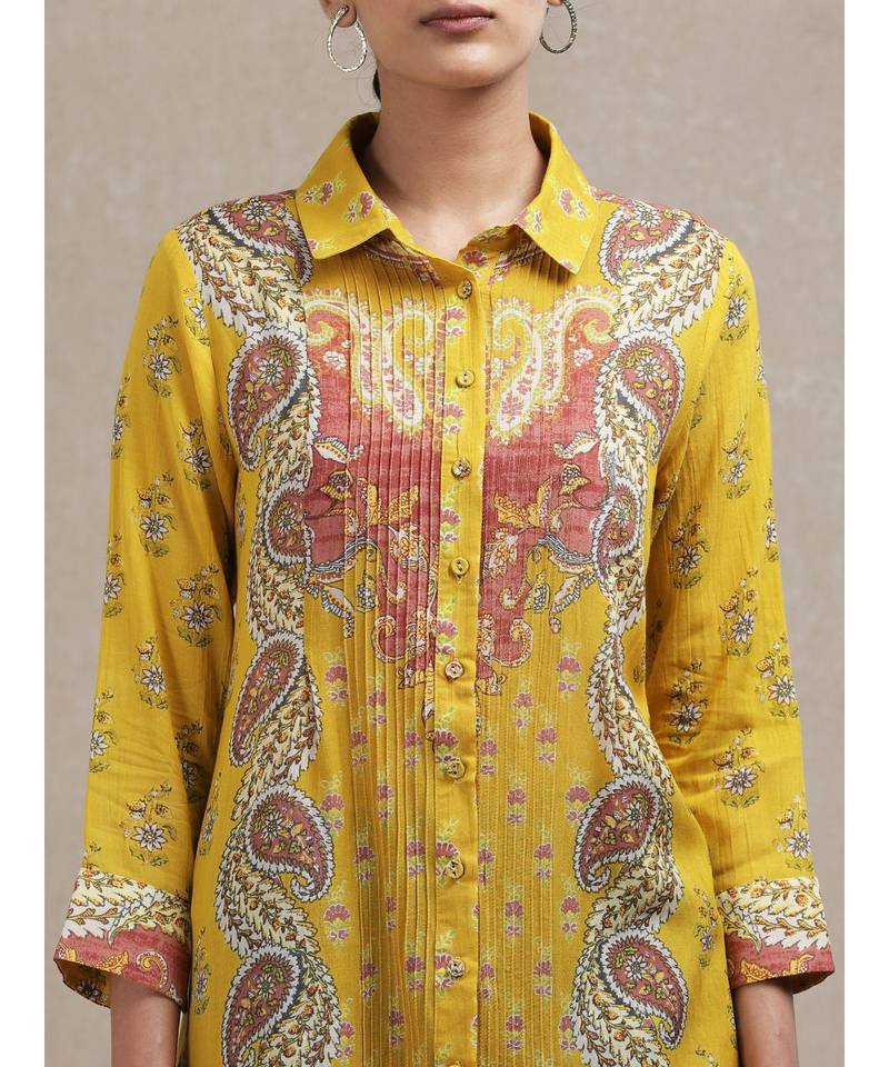 Collar Neck 3/4 Sleeve Printed Kurti