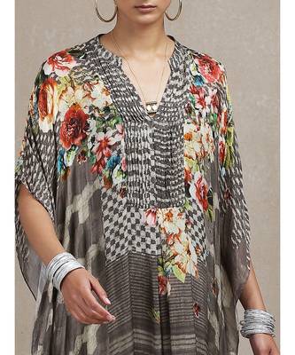 Grey Floral Print Kaftan 5