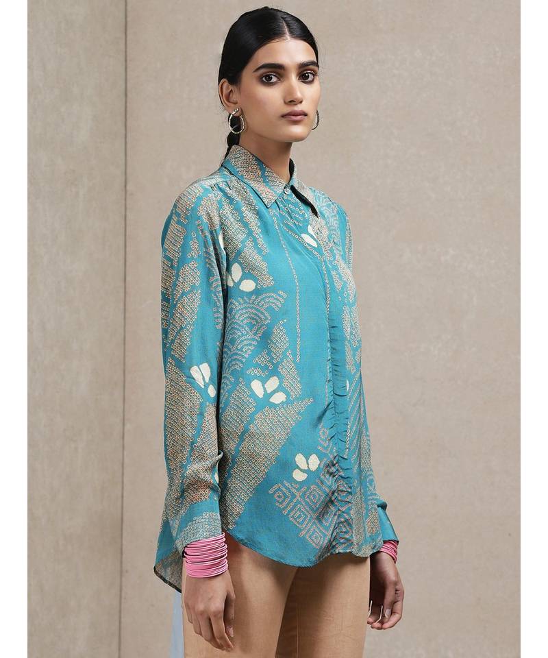 Blue Geometric Print Shirt