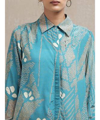 Blue Geometric Print Shirt 5