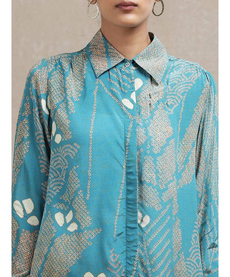 Blue Geometric Print Shirt