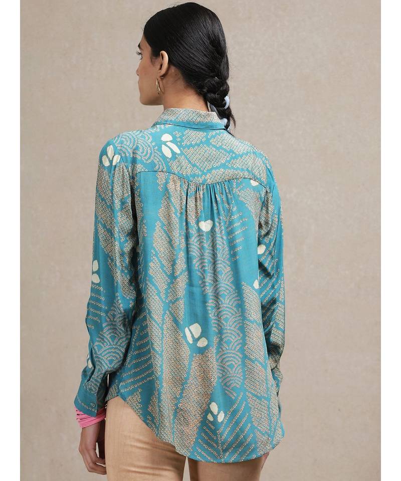 Blue Geometric Print Shirt