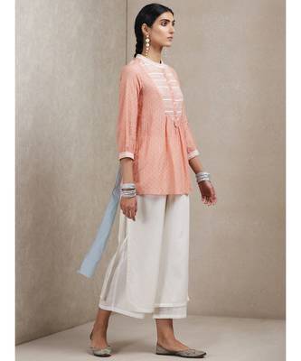 Peach Embroidered Kurti 1