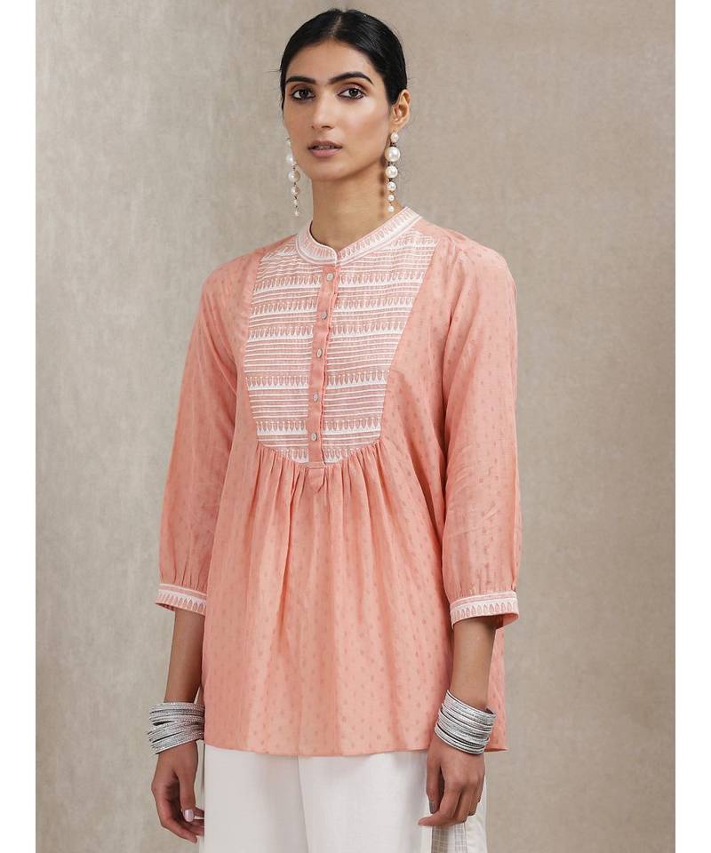 Peach Embroidered Kurti