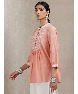 Peach Embroidered Kurti 3