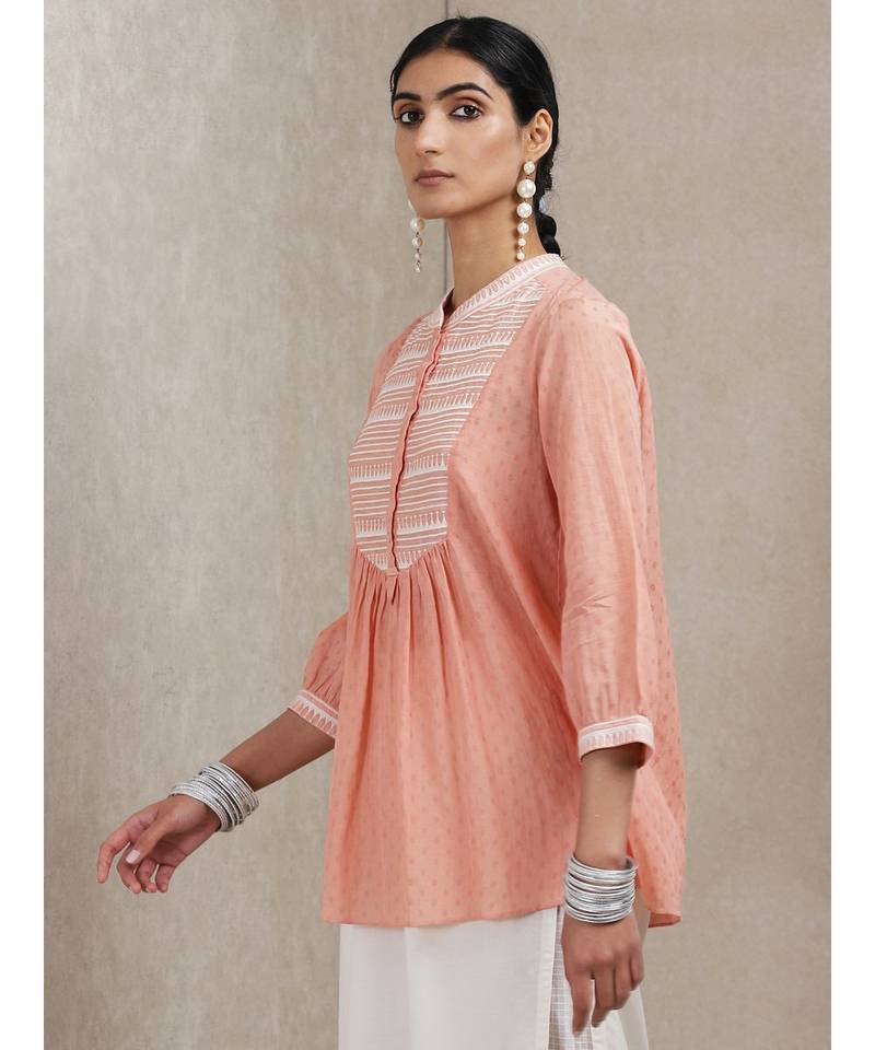 Peach Embroidered Kurti